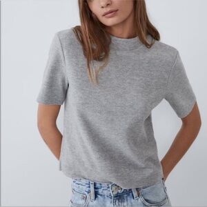 Zara gray short sleeve mock neck